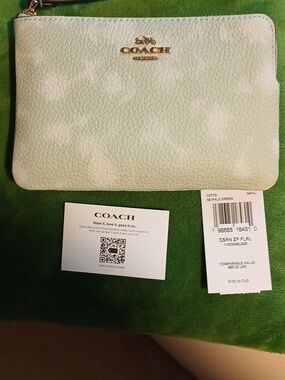 Coach Mint Green Wristlet. NWT